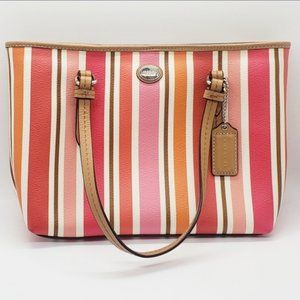 Coach Multi Stripe Peyton Top Handle Bag Purse
